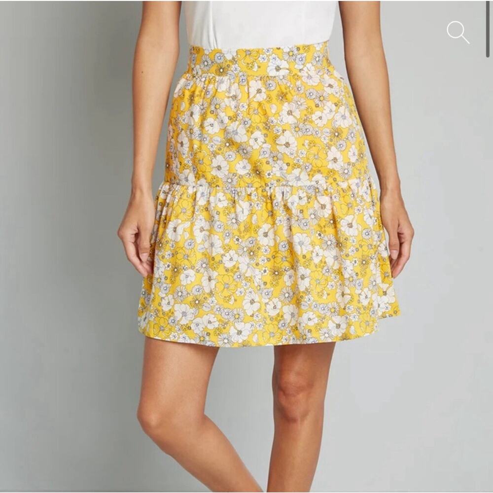 ModCloth Days In Doll Valley Yellow Floral Tiered Skirt Size 16 XL